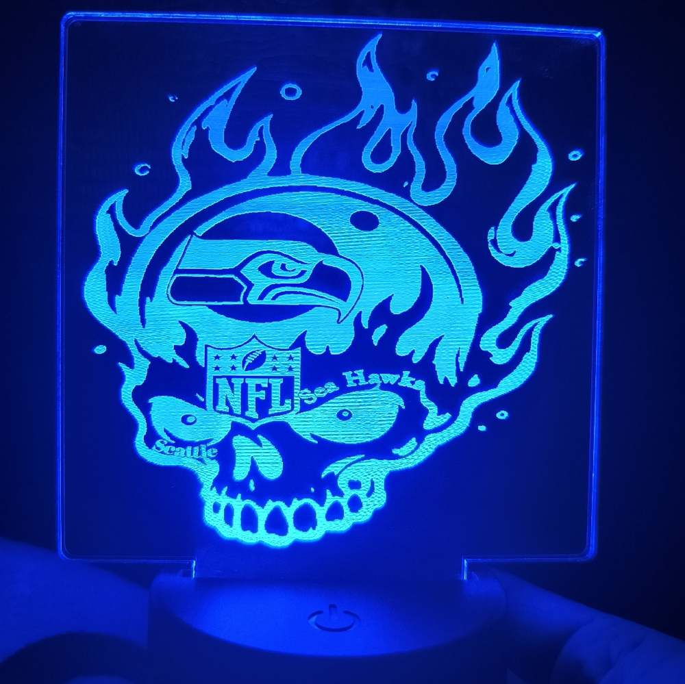 Seattle Seahawks NFL Skull LED Desk Lamp
